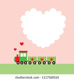 cute train cartoon valentine greeting card vector. cute train love card.