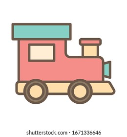 cute train child toy block style icon vector illustration design