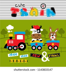 cute train funny animal cartoon,vector illustration