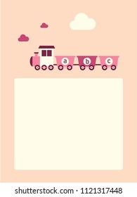 cute train greeting card vector. cute train baby girl arrival greeting card vector.