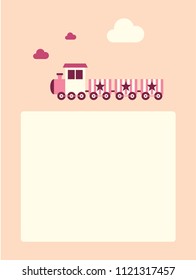 cute train greeting card vector. cute train baby girl arrival greeting card vector.