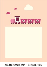 cute train greeting card vector. cute train baby girl arrival greeting card vector.