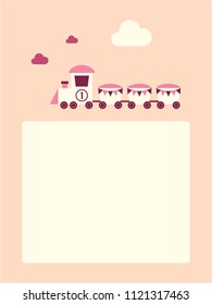 cute train greeting card vector. cute train baby girl arrival greeting card vector.