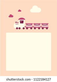 cute train greeting card vector. cute train baby girl arrival greeting card vector.