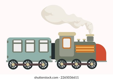 cute train locomotive illustration pastel color