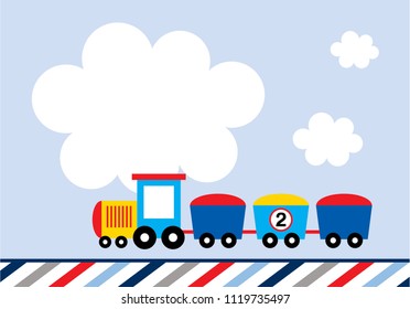 cute train message card vector