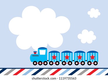 cute train message card vector