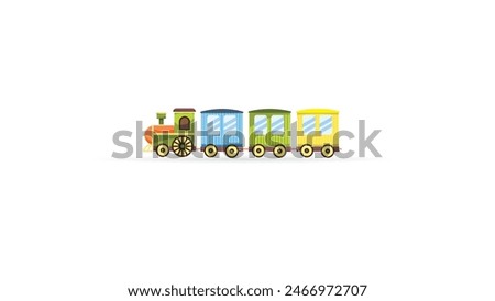 cute train set icon with colorful carriage isolated on white background suit for logo or coloring book