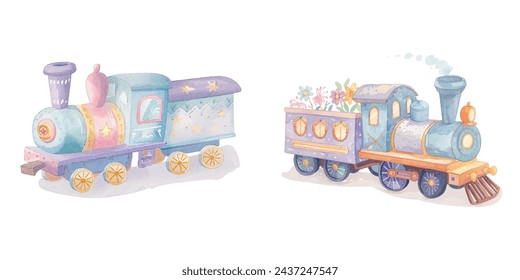 
cute train watercolour vector illustration