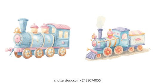 cute train watercolour vector illustration