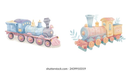 cute train watercolour vector illustration