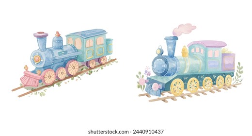 cute train watercolour vector illustration
