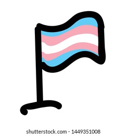  Cute transgender flag cartoon vector illustration motif set. Hand drawn isolated LGBTQ pride elements clipart for gay blog, sexuality graphic, gender web buttons.
