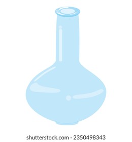 Cute transparent blue glass flower vase, jar. Isolated on white background, flat design, EPS10 vector