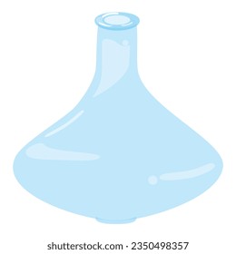 Cute transparent blue glass flower vase, jar. Isolated on white background, flat design, EPS10 vector