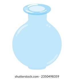 Cute transparent blue glass flower vase, jar. Isolated on white background, flat design, EPS10 vector
