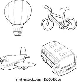 Cute transportation on white background illustration