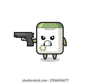 la basura linda puede disparar al personaje con una pistola, diseño de estilo lindo para camiseta, pegatina, elemento logo