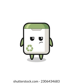 cute trash can character with suspicious expression , cute style design for t shirt, sticker, logo element