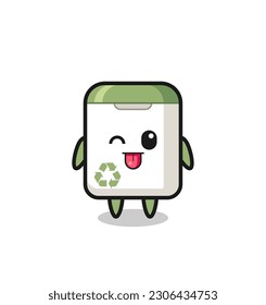 cute trash can character in sweet expression while sticking out her tongue , cute style design for t shirt, sticker, logo element