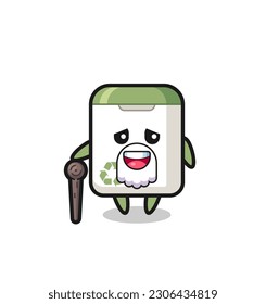 cute trash can grandpa is holding a stick , cute style design for t shirt, sticker, logo element