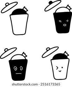 Lindos Vectores de papelera | Varias expresiones | Diseño minimalista | 4 VECTORES