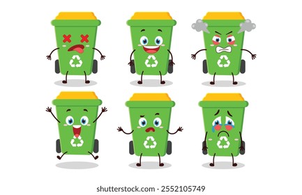 cute trash cartoon with many expressions design illustration