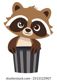 Lindo Panda Basura. Ilustración vectorial plana