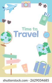 Cute Travel Frame with Vacation Essentials