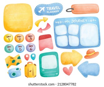 Cute travel journal and planner design vector illustration