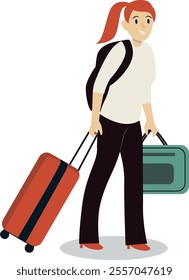 Cute Traveler Cartoon Character. Vector Illustration on White Background
