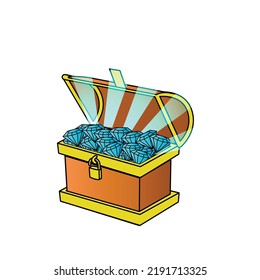 lindo del tesoro en versión de dibujos animados, ilustración vectorial