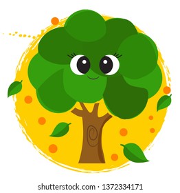 Cute tree cartonn character. Vector illustration
