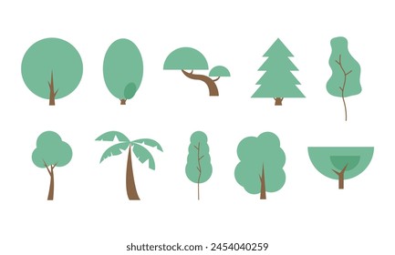Cute Tree Cartoon Element Set
