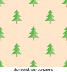 cute tree cartoon object seamless pattern on brown background, vector illustrator