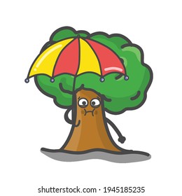 Ilustración de diseño de vectores de diseño de caricatura plana de caracteres de árbol cúbito