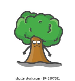 Ilustración de diseño de vectores de diseño de caricatura plana de caracteres de árbol cúbito