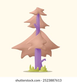 cute tree with grass. playful and warm concept. autumn and nature themes