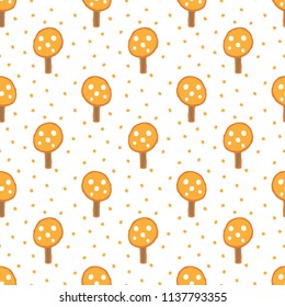 Cute tree hand drawn seamless pattern background, vector illustration