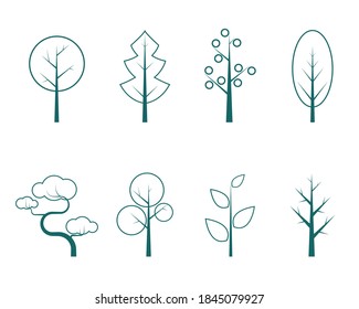 Cute tree icon collection vector eps