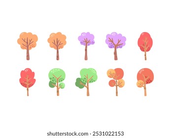Cute Tree Illustration Element Set 