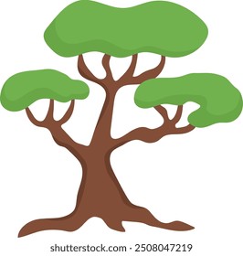 Cute tree illustration. Vector green plant icon. Woodland or forest picture. Funny greenery element for kids isolated on white background
