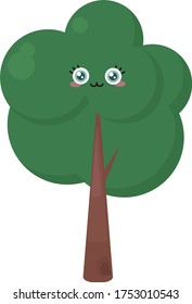 Cute tree , illustration, vector on white background
