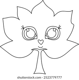 Cute tree leaf. Illustration in cartoon style. Funny vector character. 