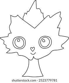 Cute tree leaf. Illustration in cartoon style. Funny vector character. 