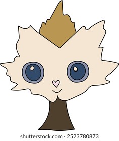 Cute tree leaf. Illustration in cartoon style. Funny vector character. 