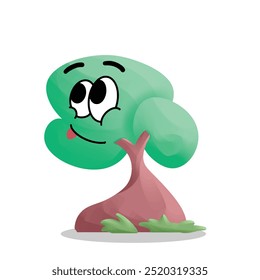 cute tree mascot cartoon with happy expression