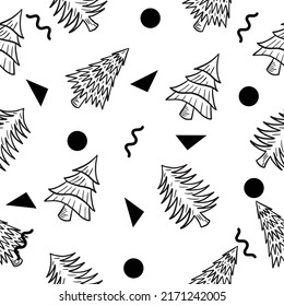 cute tree natal christmas decoration seamless pattern object wallpaper with white background.