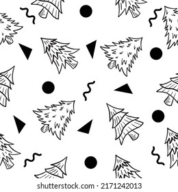cute tree natal christmas decoration seamless pattern object wallpaper with white background.