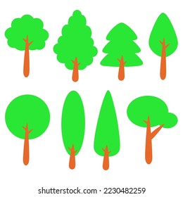Cute tree pack illustration vector hand drawn on white background